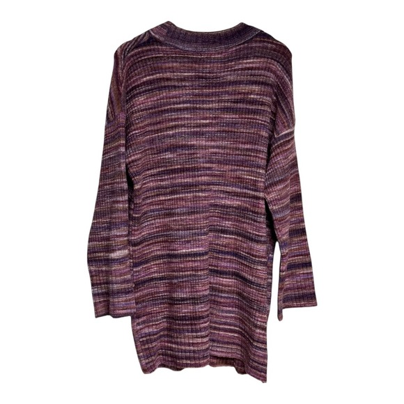 L*Space XS/S Button Down Knit Cardigan Duster Sweater Plum Purple Striped - Picture 4 of 9